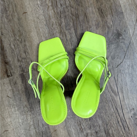 Lime Green Square Block Strappy Heels - Picture 11 of 11